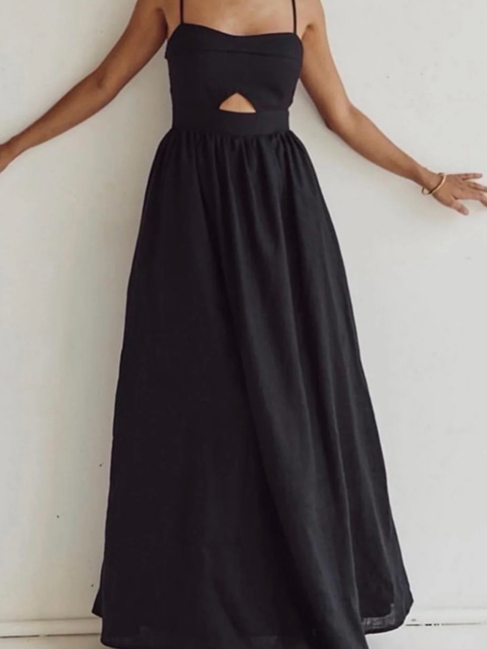 Commense Black Maxi Dress with Cutout - Picture 2 of 11